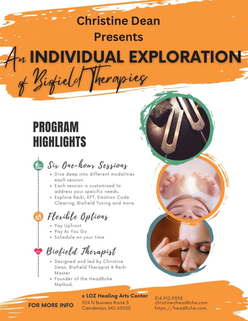 Exploration of Biofield Therapies Flyer - Christine Dean Camdenton, MO 
